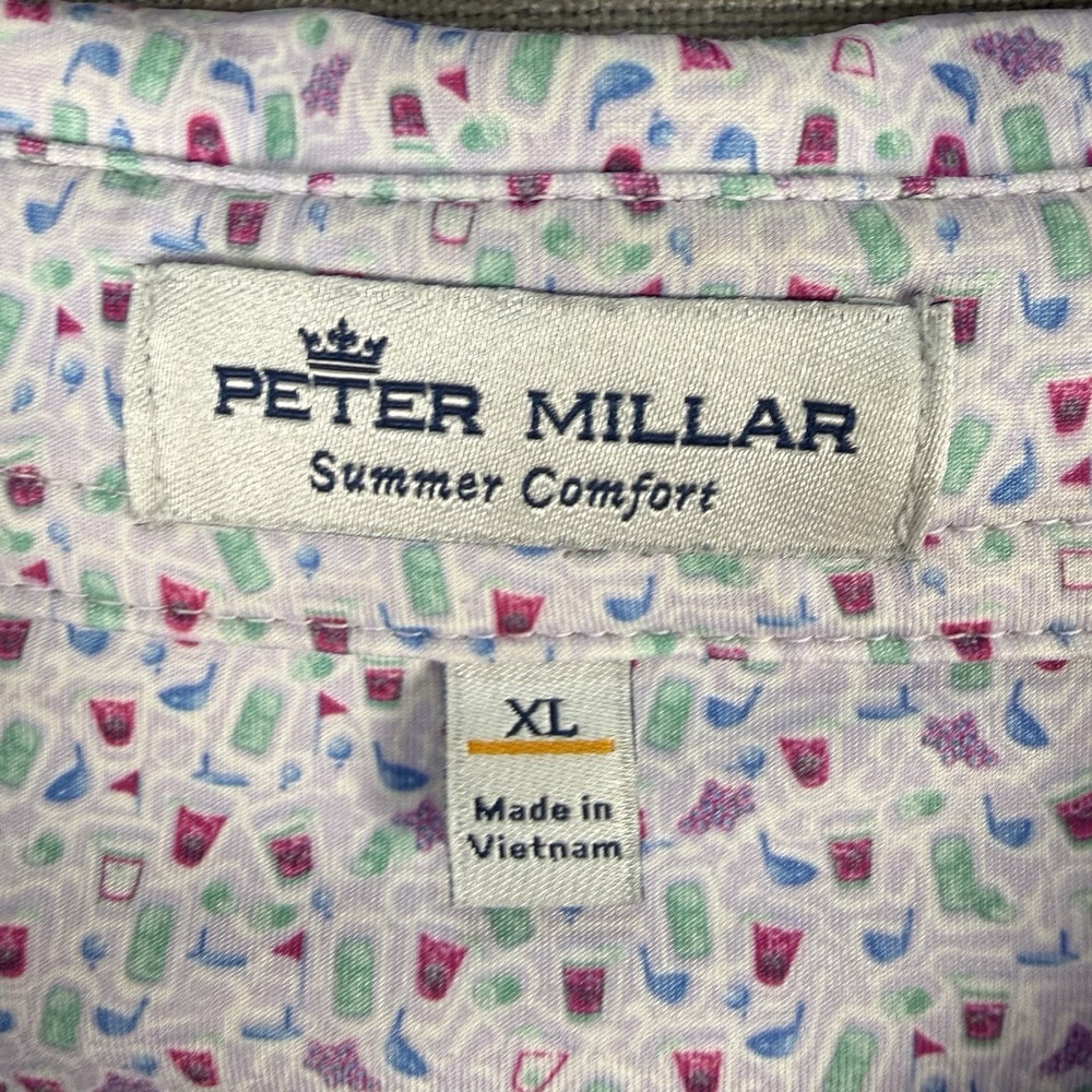 Peter Millar Shirt Mens Size XL White Summer Comfort Polo Cocktail Drinks Golf - Picture 3 of 7